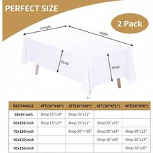 White Tablecloth Rectangle 60 X 102 Inch 2 Pack 6ft Polyester Fabric Table Cloths Rectangular Table Covers For Party Banquet Dining Birthday Wedding - White+90x132inch-2pack - View 3
