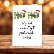 1pc Funny Christmas Card With Envelope - "Holy Sh*T We Don't Get Paid Enough For This" Saying - Office Humor Gift For Boss, Coworkers - Funny Workplace Birthday Or End Of Year Appreciation - Bold Green Lettering & Red Bow Design - Premium White Paper Card - Funny Office Party Decorations - Funny Workplace Gifts - Humorous Holiday Greeting Card, Christmas Cards Funny, Pop Up Christmas Cards, Christmas Cardstock