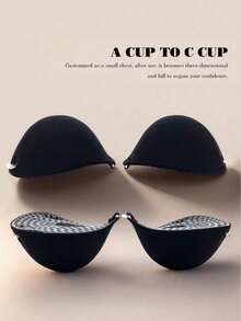 1/2 件装 5 厘米厚隐形文胸（带防滑肩带）/ 丰胸/提拉，适合无肩带连衣裙，提升乳沟，提升并塑造小胸，无肩带文胸，晚礼服，婚纱 - 黑色 - 查看 12