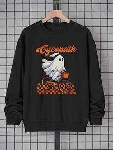 Men's Graphic Sweatshirt - Black Halloween Pullover With Cyclopath Rider Design,Fall Hoodies,Men's Fall Clothes,Street Wear,Halloween,Mens Hoodies,Y2k Clothes,Jesus Hoodie,Thanksgiving Day,Nightmare Before Christmas,Christmas - Black - View 1