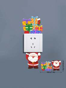 1PC Santa Claus And Gift Switch Sticker, Creative Home Wall Switch Decoration Sticker, Christmas Atmosphere Decoration, Suitable For Living Room, Bedroom, Dining Room, Holiday Decoration