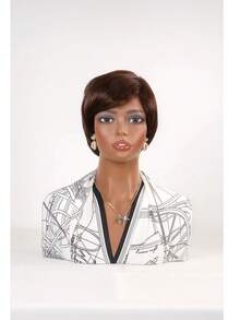 Brown Hair Heat Resistant Chemical Fiber Wigs Daily Wear Women Wigs Sweet Cute Wigs Prom Party Wigs Natural Hair - 棕色 - 查看 2