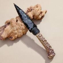 1pc Crystal Obsidian Model | Natural Stone Model Knife | Polished Craft | Crystal Decorative Art, Not Real Halloween Decor - Deer Antler Obsidian  Model - View 6