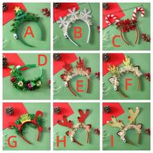 1件装圣诞发光树头箍，圣诞夜头饰，新年头饰，圣诞驯鹿角，铃铛，雪花，拐杖糖，成人圣诞帽服装，派对，女士发箍发带