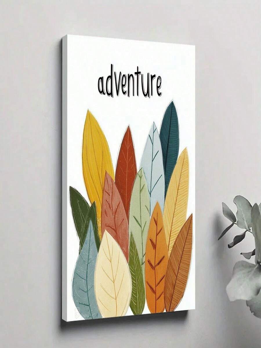 1PC Simple Colorful Pictures Of Large Leaves In Various Colors, And There Are Also Colors12X16inch And 16x24inch Framed , Classic Wooden Frame, Suitable For Living Room, Bedroom, Bathroom And Other Decorations, Perfect Gifts For Christmas, Halloween And Thanksgiving - 白色 - 查看 1