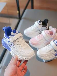 New Stylish Contrast Color Hook And Loop Sports Shoes For Teenagers - Shock Absorbing Breathable Mesh Shoes, Comfortable Lining Won't Hurt Feet, Suitable For Outdoor Running And Walking, All Season Wear