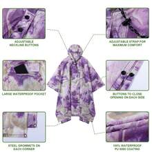 3-In-1 Multifunctional Hooded Rain Poncho For Adults With Neckline Buttons, Portable Raincoat With Pockets, Lightweight Rain Jacket For Women And Men Outdoor Activities