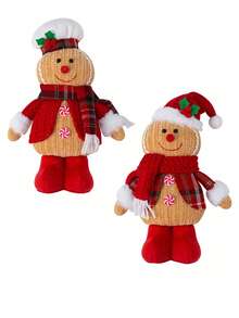 1pc Christmas Gingerbread Gingerbread Man Christmas Gingerbread Pillows Stuffed Gingerbread For Holiday Decor Christmas Tree Gifts - Multicolor - View 13