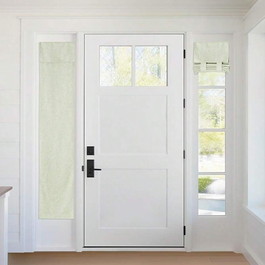 100% Blackout Curtains For Sightlight Window, Linen Textured Blend Privacy Front Door Curtain Blinds For French Door Kitchen Living Room Doorway, W 12 X L 69 Inch, Sage Green, 1 Panel - SageGreeninch - View 1