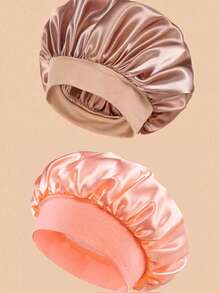 1/2/3/4件装真丝睡帽，缎面睡帽，柔软弹力真丝发帽，适合卷发（黑色和金色） - 彩色 - 查看 18