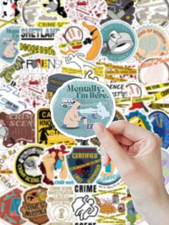 54 piezas Pegatinas de vinilo de escena del crimen con diseño genial, calcomanías estéticas a prueba de agua para botellas de agua, teléfonos, portátiles y decoración de fiestas