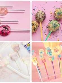 50/100pcs White Paper Lollipop Sticks, Colorful Cake Pop Sticks, DIY Baking Cake Kitchen Tools, Suitable For Candy, Chocolate, Cookies - Multicolor - View 5