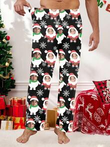 Printstory Customized Men's Pajamas, Personalized With Any Pattern, Unique Customized Gift, Suitable For Couples, Family, Friends, Christmas - Black - View 4