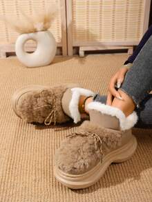 Botas de Neve com Forro Térmico e Sola Grossa para Mulheres, Forro Peludo Quente, Adequado para Casa e Praia, Inverno - Caramelo - Visão 2