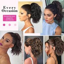Ponytail Extension 10 Inch Drawstring Ponytail Deep Wave Ponytail Extension For Women Curly Ponytail Hair Extension For Daily Use - Multicolor - View 5