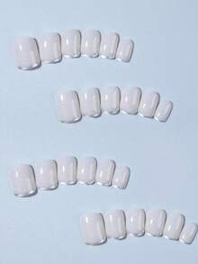 24Pcs Short Square Glitter Design French Tip Press On Nails Short Perfect Fit Acrylic Fake Nails Set, French Tip Nails For Women Daily Life And Party Use Nail Supplies Nails, Elegant & Fashion Fairy Nails, Nails Press On, Christmas & New Year Nails, Christmas Decoration, For Holiday, Party - Nhiều màu2 - Xem 2