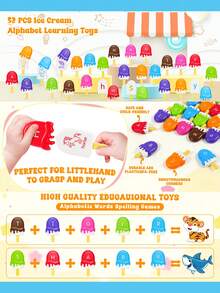 1 Set Montessori Ice Cream Alphabet Matching Game - Early Learning Educational Toys For 2-4 Year Olds, ABC Recognition & Fine Motor Skills Development, Color Sorting & Counting, Educational Toy ,Christmas/Birthday Gift For Kids