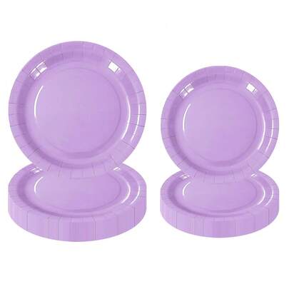 10 piezas/20 piezas/50 piezas Platos de papel morados Suministros para fiestas Platos de papel desechables para postres y pasteles de 9 pulgadas Platos para cena para cumpleaños, bodas, Navidad