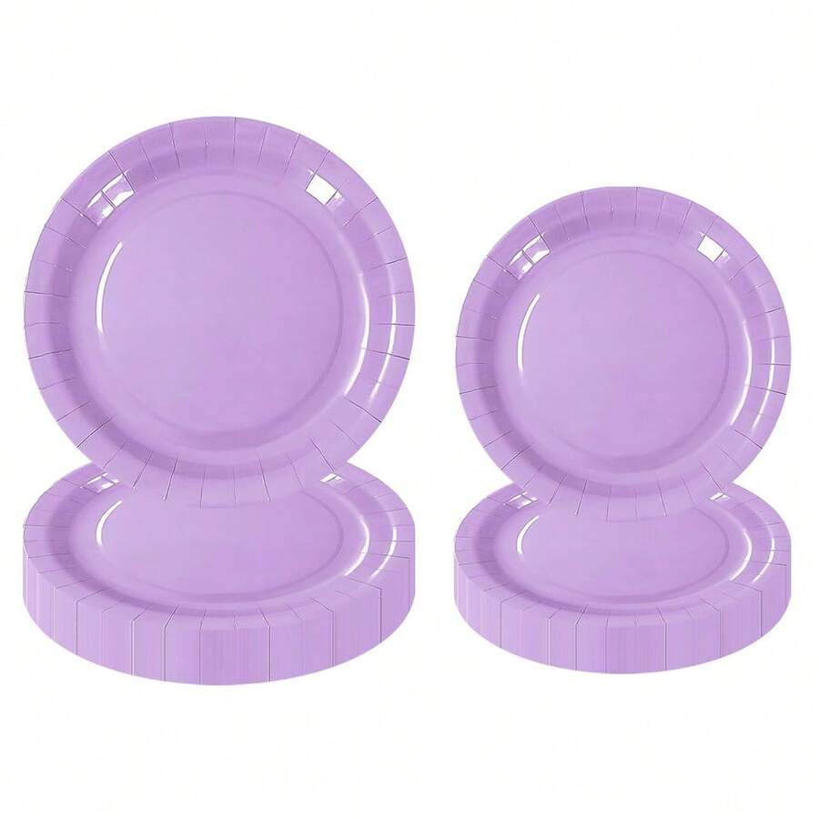 10pcs/20pcs/50pcs Purple Paper Plates Party Supplies Disposable Dessert Cake Paper Plates 9 Inch Dinner Plates For Birthday,Wedding,Christmas - Purple - View 1