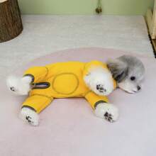 $25 Dog Four-Leg Fleece Jacket, Pet Warm Clothes, Thickened Windproof Warm Clothing For Small Animals, Casual Leash Buckle Autumn/Winter, New Arrival Dog Apparel, Four-Leg Thickened Windproof & Snowy English Style Casual Outfit