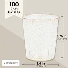 Shot Glasses 2 Oz Gold Glitter Plastic 100 Count Disposable Plastic Shot Glasses And Shooter Cups For Weddings And Birthdays  Party Cups - 金色 - 查看 3