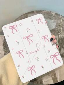 The Beautiful And Cute Cartoon Pink Flower Bow Double-Sided Painted Acrylic Transparent Crystal Back Cover Is Shockproof And Suitable For IPad 7th Generation, 8th Generation (10.2 Inches), And 10th Generation. It Has A Built-In Pen Slot And Supports Sleep And Wake-Up Functions/Multiple Folding Stand Methods. These Are Festival Gifts And New Year Gifts