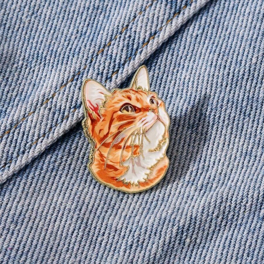 姜猫自拍珐琅胸针 时尚装饰胸针 衣领徽章 包包徽章 珠宝礼品 2025 新款服饰配饰 包包挂饰 办公配饰 圣诞男士礼物 包包别针 - 彩色 - 查看 1