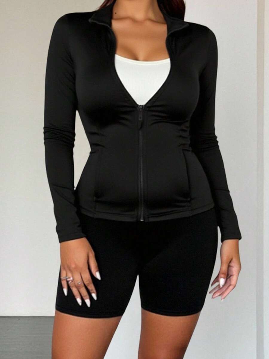 Damen Yoga Jacke, Lässig Sport Jacke - Langarm, Taschen, Reißverschluss, geeignet für Yoga, Laufen, Radfahren, Fitness Aktivitäten, perfektes Geschenk für weibliche Fitness Enthusiasten, Herbst/Winter