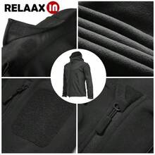 Chamarra Táctica Militar con Capucha para Hombre Chamarra Impermeable Deportiva Montaña de Forro Polar Chamarra Softshell para Camping Senderismo - Negro - Ver 3