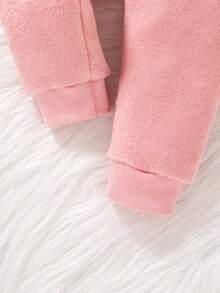 2pcs Set, Casual Elegant Sweet Cute Baby Girl Outfit, Soft & Comfortable, Cartoon Cloud Embroidery 3D Hooded Fleece Jacket & Pants Set, Infant Girl Autumn Clothes, Suitable For Daily, Vacation, Party, Outing - Multicolor - View 7