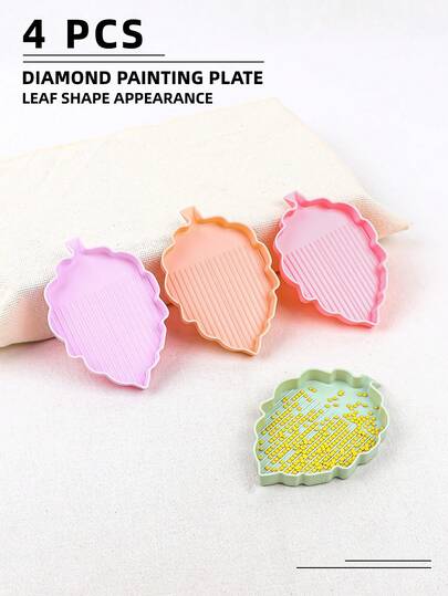 4pcs Handmade DIY Diamond Painting Funnel-Shaped Drill Tray, Diamond Painting Tools Accessories Drill Tray With Pointed Mouth, Multi-Purpose Diamond Painting Tray, Plastic Diamond Sorting Tray, Exclusive Leaf-Shaped Design, Fun And Enjoyable