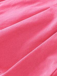 3 件套女童秋冬牛仔套装 - 破洞短款上衣、牛仔夹克、罗纹吊带背心牛仔裙，休闲百搭校园风格 - 玫紅色 - 查看 8