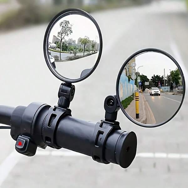 Adjustable Rotating Bike Mirrors - Enhance Road Safety And Visibility, Bicycle Side View Mirror, Helmet Mirror For Cycling, Durable Construction Outdoor Enthusiasts, Round Shape