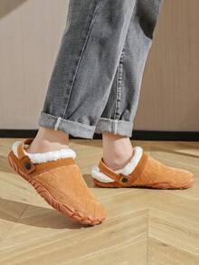 Zapatos suaves y piel cálida para mujer, diseño minimalista, ligeros, de moda, con caja de punta ancha, tipo descalzo para interiores y hogar, mullidos, elegante estilo universitario, pantuflas, adecuados para otoño e invierno