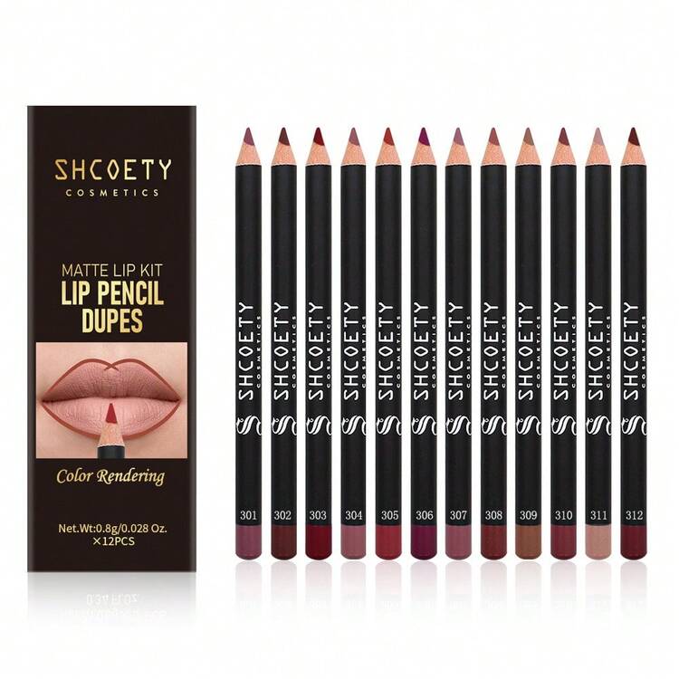 Lápiz labial de hilo de boca suave y silenciosa de 12 colores, de larga duración y sin decoloración - Multicolor - Añade 10