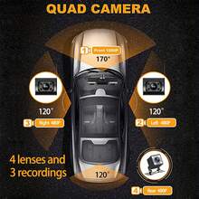 1080P WIFI Car Dash Cam With 360° Rotating Front/Rear/Left/Right Camera, Night Vision, G-Sensor, WDR, Loop Recording, App Control And 32GB SD Card - Enhanced Security, Must-Have Car Accessories For Cars