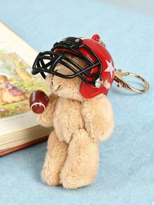 Cute Animal Helmeted Bear American Football Keychain - Unisex Bag Charm Backpack/Car Keychain & Accessory Perfect Gift For Girlfriend Christmas Decorations Christmas Gifts Car Accessories For Woman