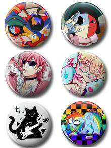 1枚4.4厘米/1.73英寸万圣节图案安全别针徽章，纽扣徽章，胸针徽章，适合别在衣服、包包、背包上，是送给家人和朋友的趣味礼物 - 彩色 - 查看 11