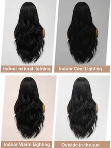 clouder Black Highlighted Blue And Gold Extra Long Curly Wig 30 Inch Cosplay Wig Halloween Christmas Wig Elegant Soft Matte Hair Loose Curls Casual Outing Street Punk Wig Rock Wig Fluffy Natural Cool Girl Synthetic Heat-Resistant Fiber Wig Suitable For Women Daily Party Wig Music Festival Wig Avant-Garde College Style Wig Modern Fashion Gothic Wig - 彩色 - 查看 9