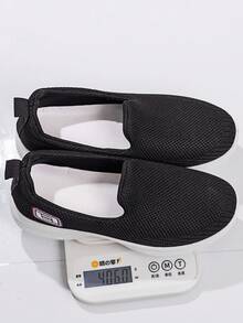 "Export Platform Round Toe Slip-On Sports Shoes Women 2025 Summer Large Size Breathable Running Shoes Soft Sole Casual Lace-Up Lightweight Women" - Black - View 7