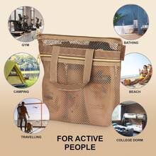 Bolsa de ducha portátil de malla de 0.2 x 9.9 pulgadas con cremallera y 2 bolsillos.Bolsa de Ducha Ideal para Gimnasio, Viajes, Camping, Playa, Protector Solar, Dormitorio - azul - Ver 3