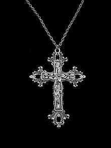 1pc Vintage Minimalist Gothic Baroque Style Exaggerated Personalized Cross Pendant Necklace, Suitable For Daily Wear For Men And Women