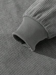 Men's Casual Retro Corduroy Sweatshirt, Suitable For Autumn/Winter - Dark Grey - View 5