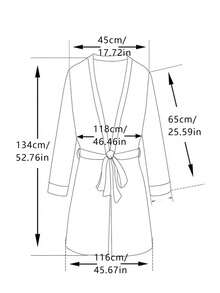 1pc - Wearable Sexy Robe, Bathrobe, Sleepwear, Satin Lace Long Sleeve Nightgown For Women, Christmas/Valentine's Day Gift (Styles Randomly Shipped), Holiday Essential, Autumn, Thanksgiving, Christmas, Carnival, National Day, Independence Day (Styles Randomly Shipped) - Red - View 9