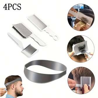 4pcs-Men's Haircut Comb Tool Set, Oil Head Gradient Auxiliary Comb Hair Cutting Artifact Trimming Flat Head Clipper Comb Positioning Styling Professional Limited Comb, Heat-Resistant Gradient Comb Salon Styling Tool,Hair,Travel,Hair Products,Hair Tools,Hair Stuff,Barber,Barber Accessories,Barbershop,Hairdressing Equipment