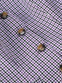 Women's Plaid Woven Fabric Front Button Pocket Casual Vest Jacket, Spring/Autumn - Mauve Purple - View 5