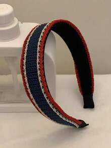 1pc Retro Contrast Color Knitted Headband, Casual Versatile Woolen Fabric High-End Autumn/Winter Hair Accessory ,Hair Band