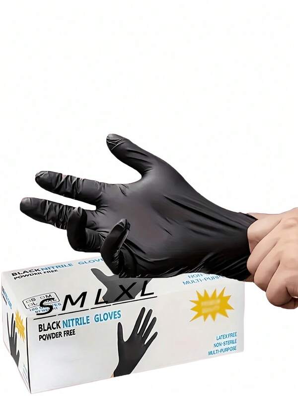 100 Stücke schwarze Einweghandschuhe aus Latex, Küchenhandschuhe, Einweg-Nitrilhandschuhe, strapazierfähige Haushaltsreinigungshandschuhe, wasserdicht, geeignet für Küche, Tattoos, Haarfärbung, Haustiere, Schönheitssalons, Reinigungsbedarf, Haushaltsgeräte (ohne Verpackung)
