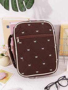 1pc Fashionable Quilted Bow Design Bible Cover, Multi-Functional Bow Bible Protective Case, Quilted Bible Bag, Book Protector, Large Capacity Dust-Proof Book Cover, Portable Dust-Proof Book Sleeve With Handle, Home Storage Bag With Zipper Pocket And Handle, Bible Study Supplies, Teacher Gift, Back To School Gift, Cute Girl Birthday Gift - Multicolor - View 14