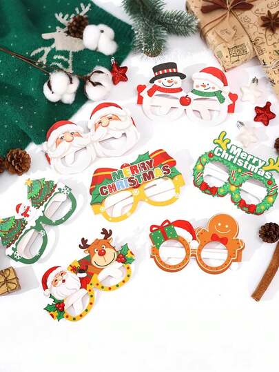 24 pezzi/12 pezzi Set di occhiali di carta natalizi - Disegni di Babbo Natale, renne, pupazzo di neve e albero, accessori colorati per foto di vacanze, regali per bambini alle feste di Natale, occhiali da festa di Natale, accessori per occhiali regalo di Natale
